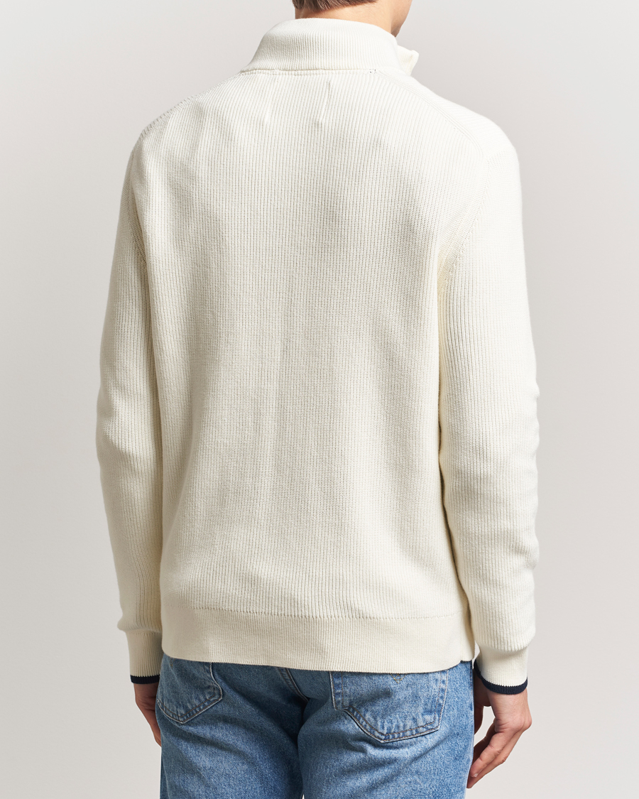 Herren | Pullover | GANT | Ribbed Cotton Half Zip Cream