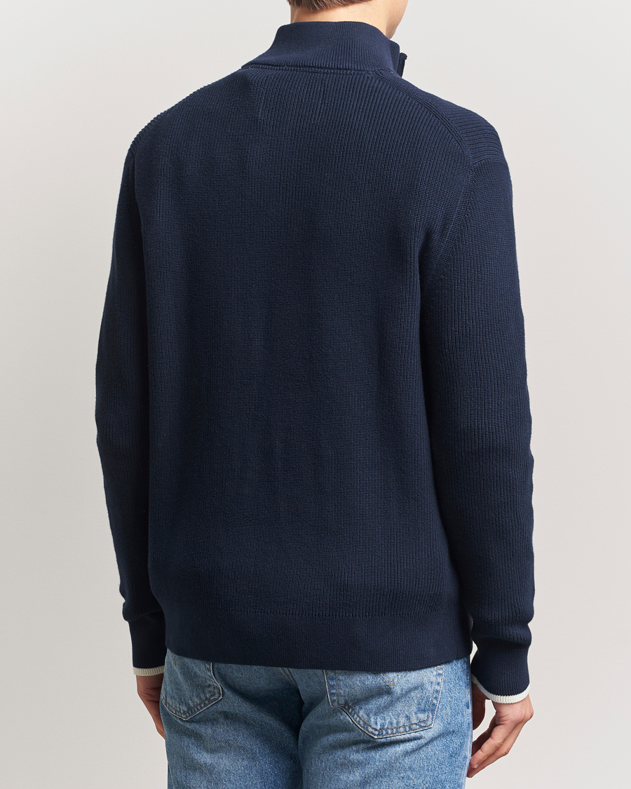 Herren | Pullover | GANT | Ribbed Cotton Half Zip Evening Blue