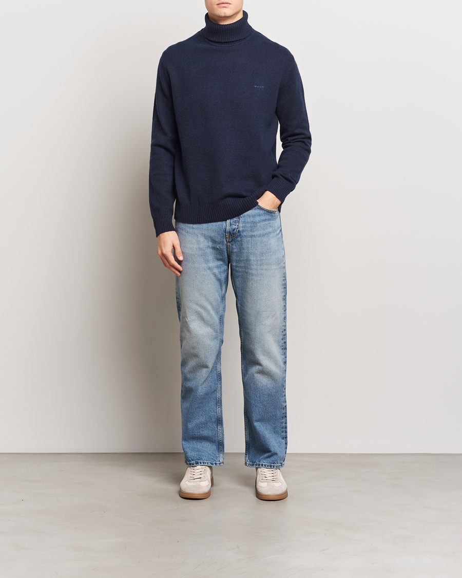 Herren | Pullover | GANT | Knitted Wool Turtleneck Evening Blue