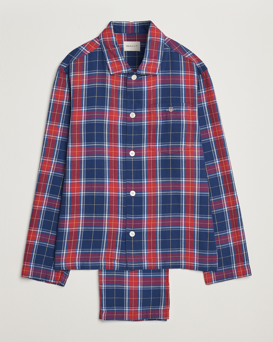 Herren | Schlafanzüge & Bademäntel | GANT | Checked Flannel Pyjama Set Persian Blue