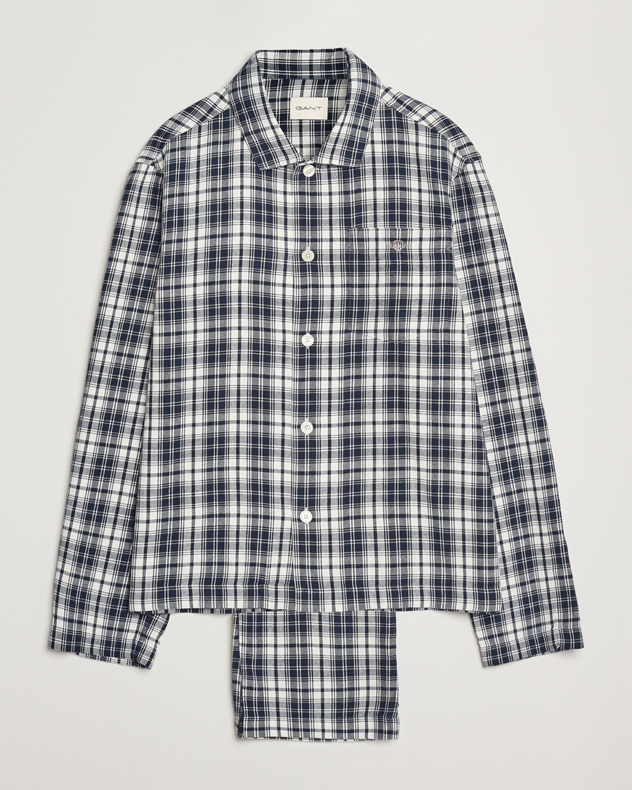 Herren | Schlafanzüge & Bademäntel | GANT | Checked Flannel Pyjama Set Evening Blue