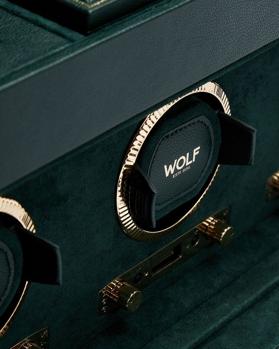 Herren | WOLF British Racing Triple Watch Winder With Storage Green | WOLF | British Racing Triple Watch Winder With Storage Green