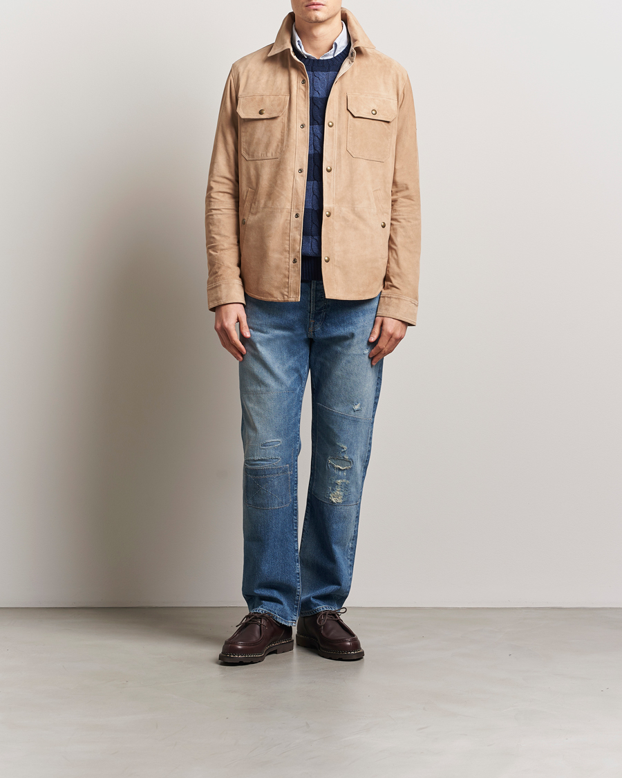 Herren | Jacken | Polo Ralph Lauren | Reversible Lined Suede Shirt Jacket Khaki/Grey