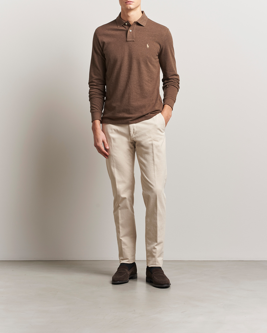 Herren | Pullover | Polo Ralph Lauren | Custom Slim Fit Long Sleeve Polo Cedar Heather