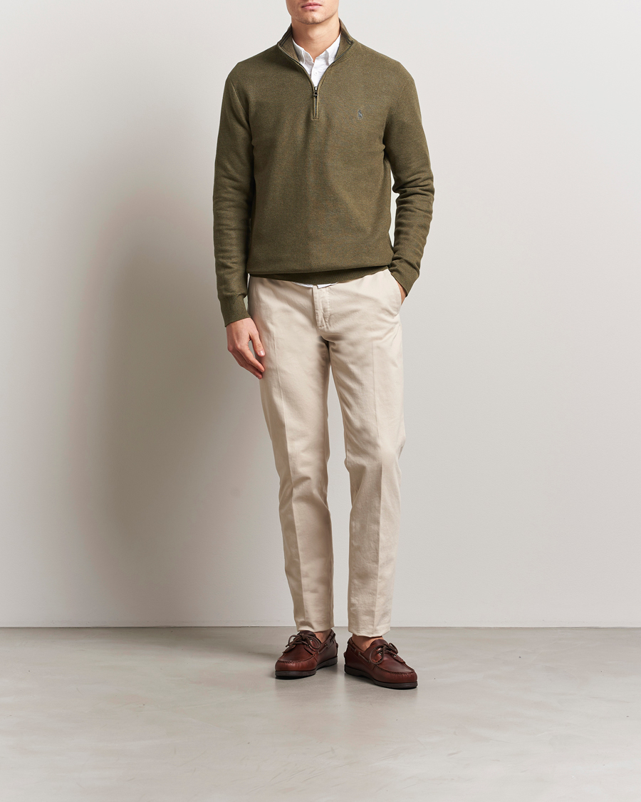 Herren | Pullover | Polo Ralph Lauren | Textured Half-Zip Cargo Olive Heahter