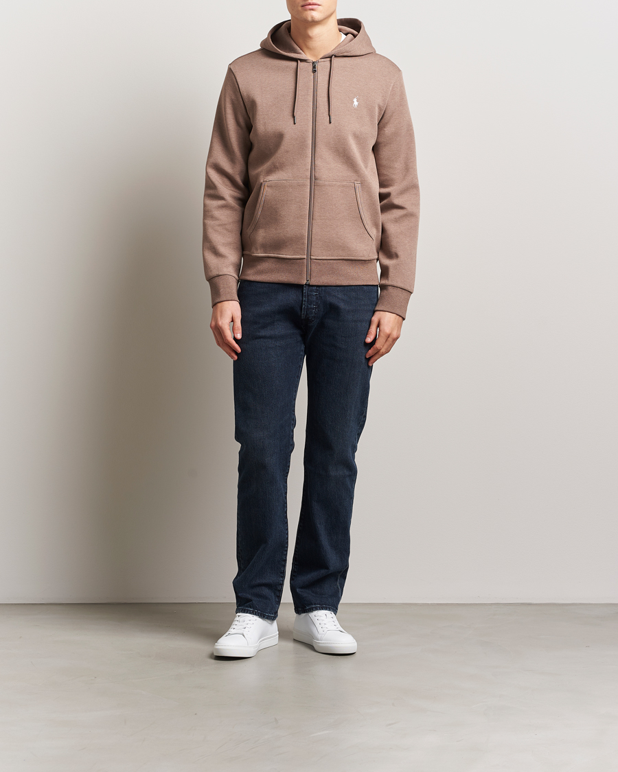 Herren | Pullover | Polo Ralph Lauren | Double Knitted Full-Zip Hoodie Brown Heather