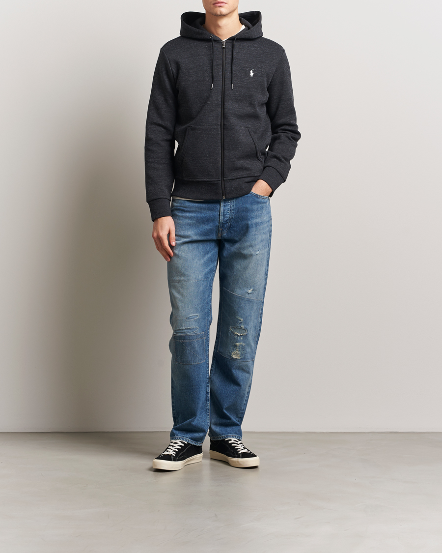 Herren | Pullover | Polo Ralph Lauren | Double Knitted Full-Zip Hoodie Black Marl Heather