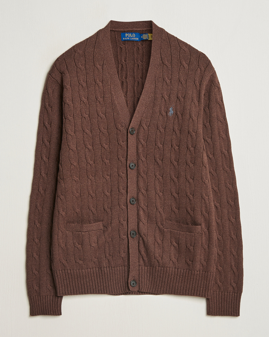 Herren | Pullover | Polo Ralph Lauren | Cotton Cable Cardigan Dark Roast Melange