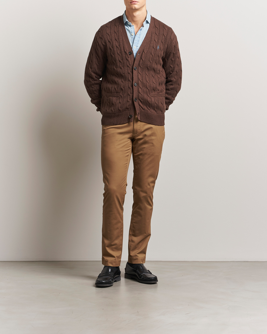 Herren | Pullover | Polo Ralph Lauren | Cotton Cable Cardigan Dark Roast Melange