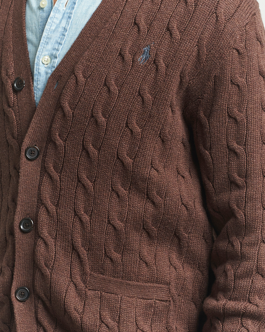 Herren | Pullover | Polo Ralph Lauren | Cotton Cable Cardigan Dark Roast Melange