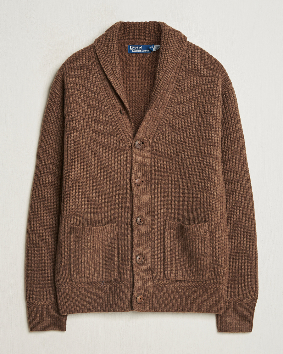 Herren | Pullover | Polo Ralph Lauren | Wool/Cashmere Cardigan Dark Roast Melange