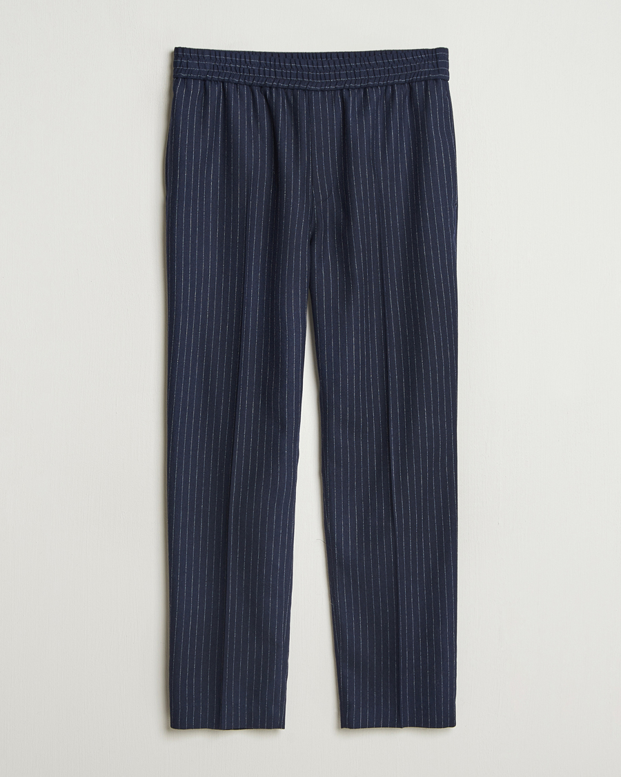 Herren | Hosen | A.P.C. | Wool Pinstriped Drawstring Trousers Dark Navy
