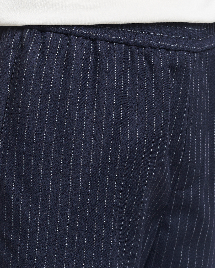 Herren | Hosen | A.P.C. | Wool Pinstriped Drawstring Trousers Dark Navy
