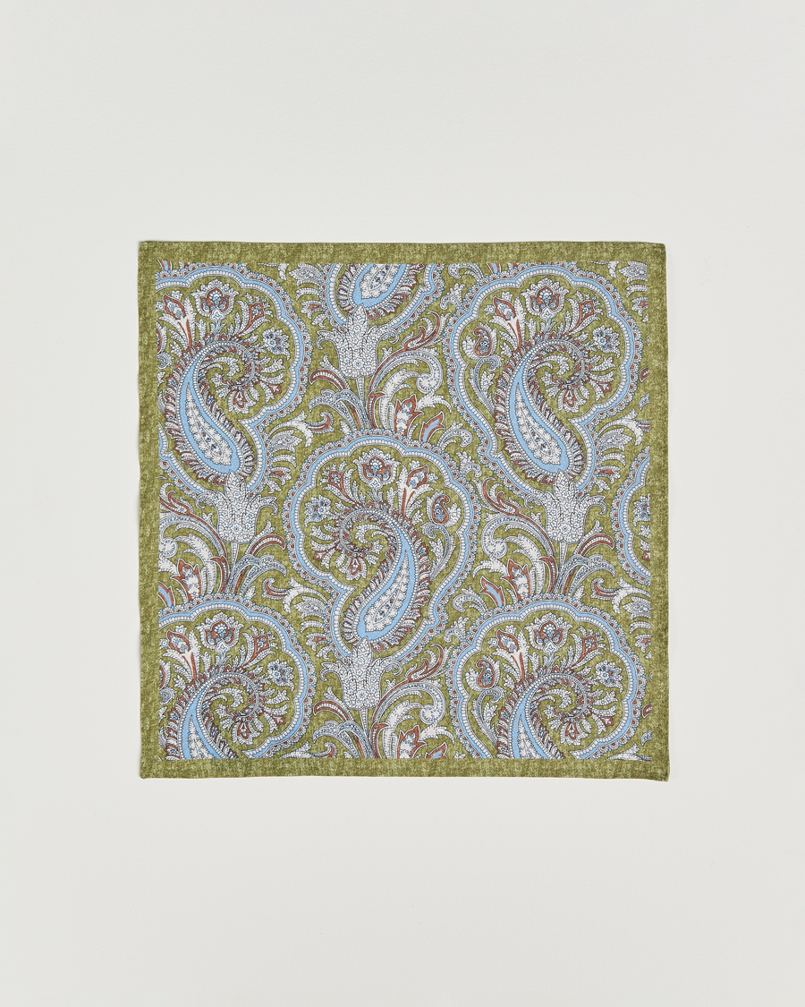 Herren | Amanda Christensen Box Set Printed Silk 8cm Tie With Pocket Square Green | Amanda Christensen | Box Set Printed Silk 8cm Tie With Pocket Square Green