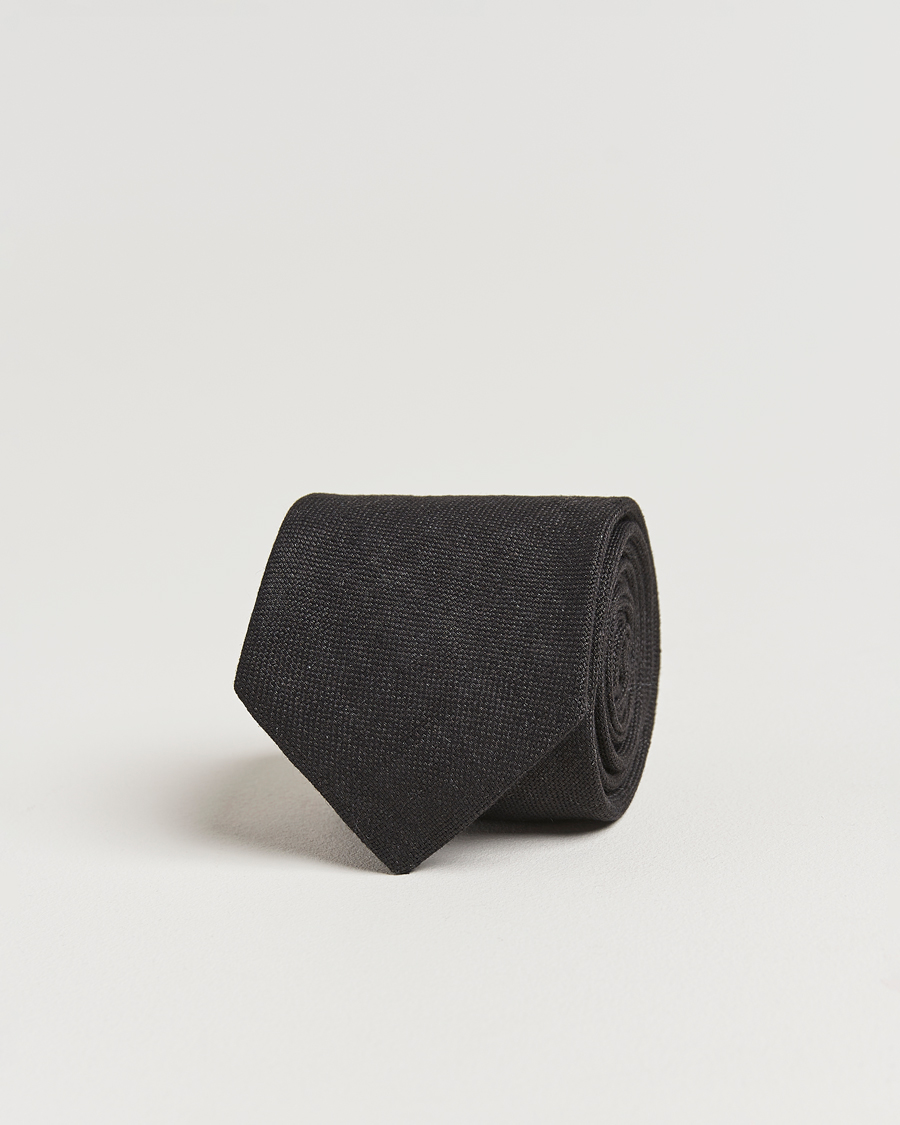 Herren | Amanda ChristensenHopsack Linen 8cm TieBlack | Amanda Christensen | Amanda ChristensenHopsack Linen 8cm TieBlack