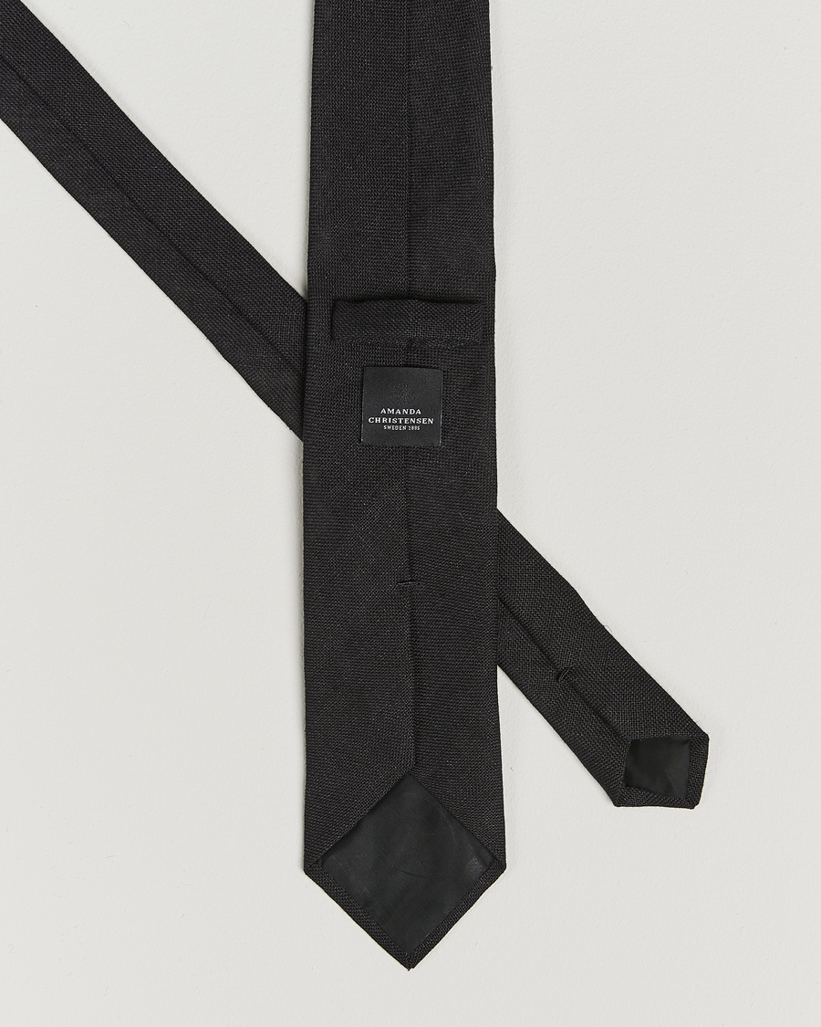 Herren | Krawatten | Amanda Christensen | Amanda ChristensenHopsack Linen 8cm TieBlack