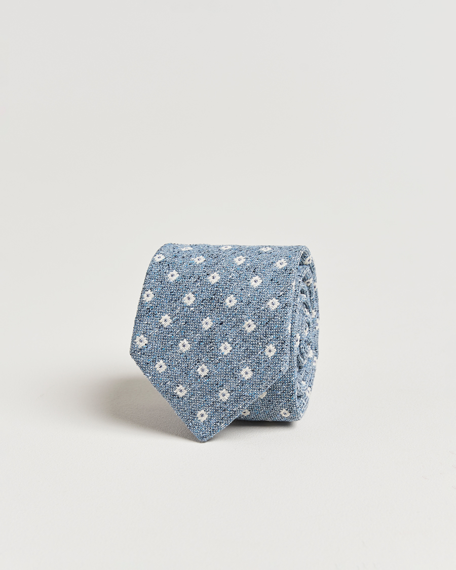 Herren | Amanda Christensen Silk/Cotton Bourette 8cm Tie Sky Blue | Amanda Christensen | Silk/Cotton Bourette 8cm Tie Sky Blue