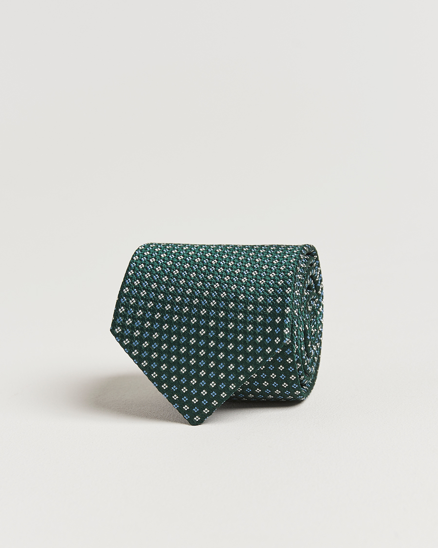 Herren | Amanda Christensen Silk Printed Flower 8cm Tie Green | Amanda Christensen | Silk Printed Flower 8cm Tie Green