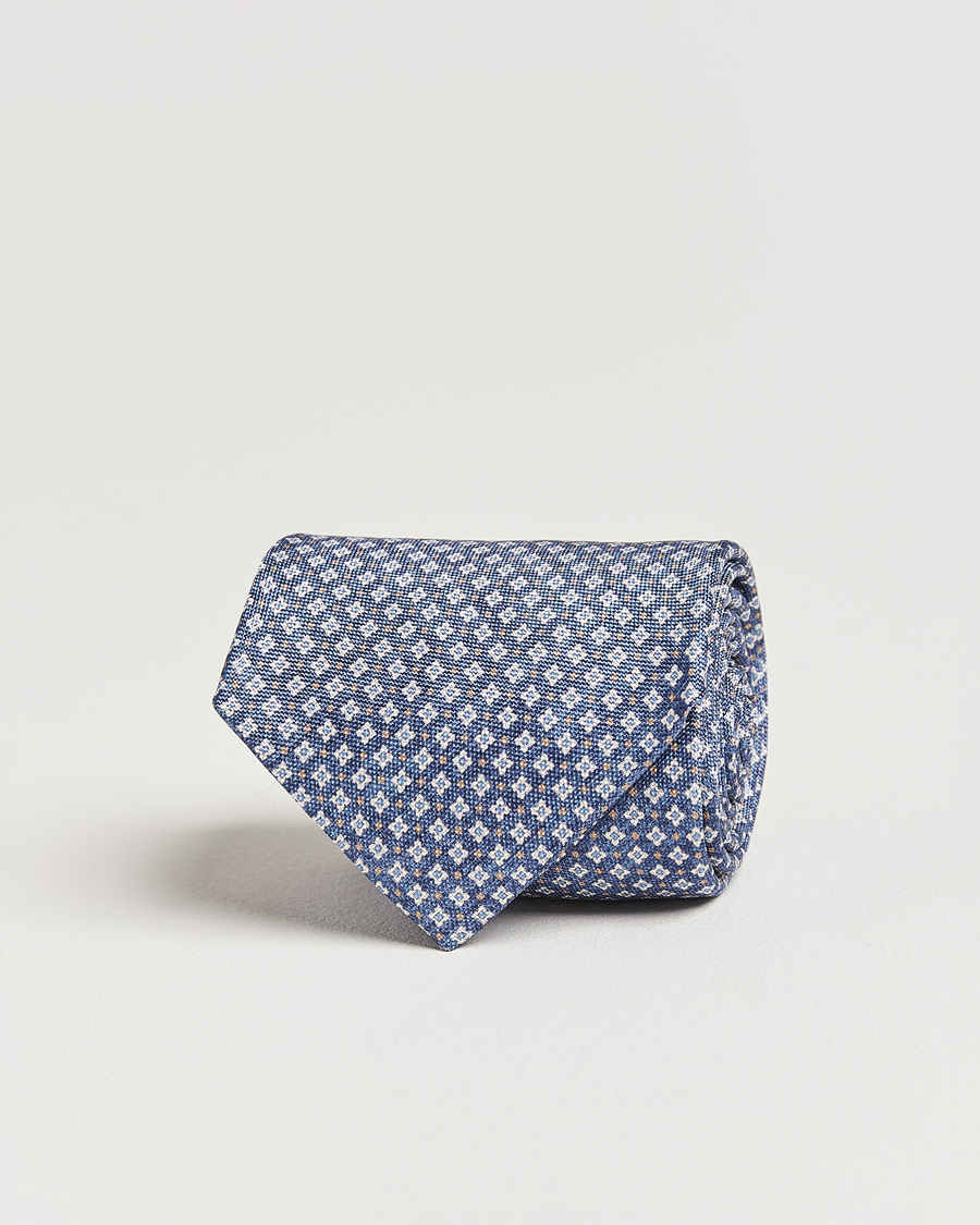 Herren | Amanda Christensen Silk Oxford Printed Micro Flower 8cm Tie Navy | Amanda Christensen | Silk Oxford Printed Micro Flower 8cm Tie Navy
