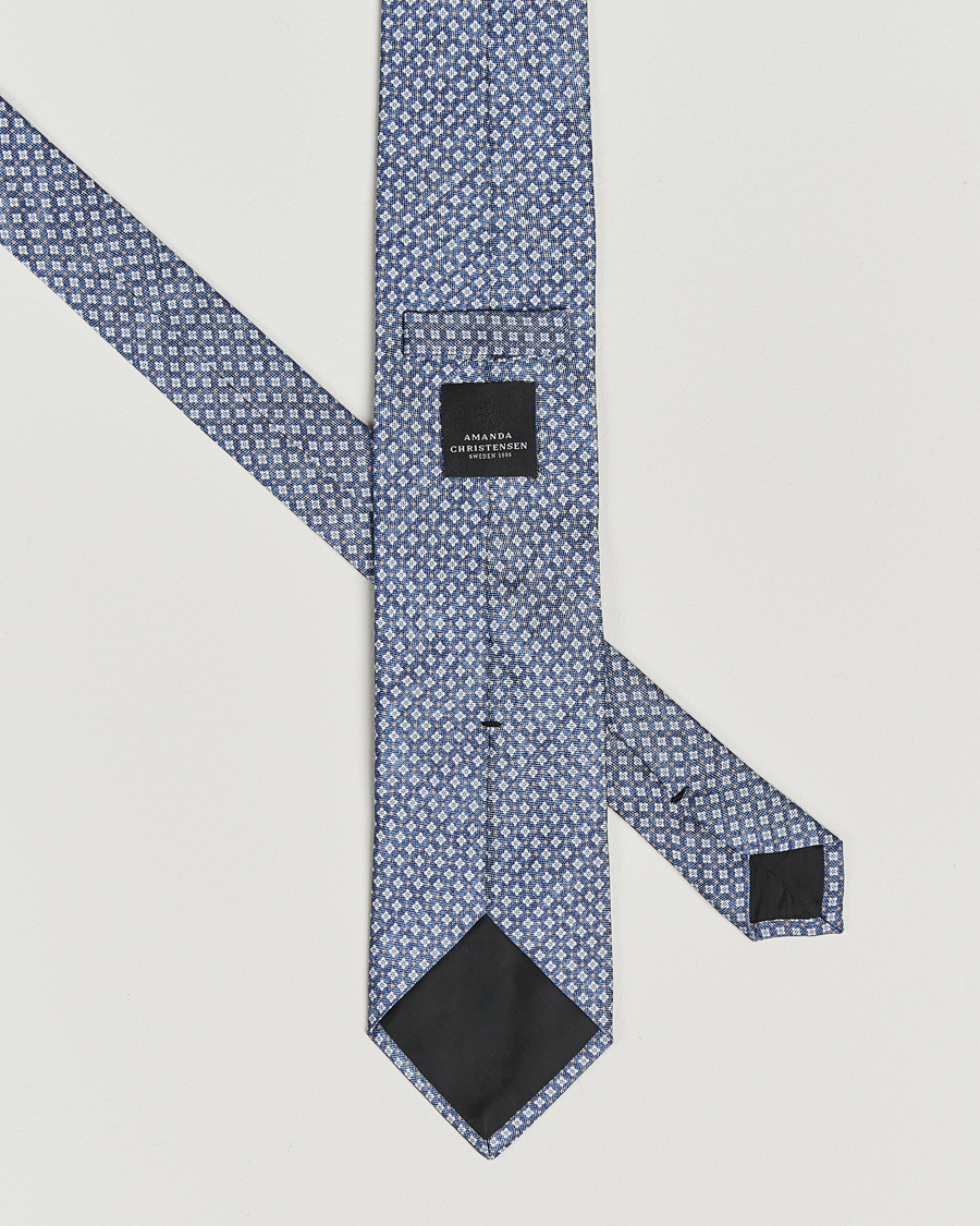 Herren | Amanda Christensen Silk Oxford Printed Micro Flower 8cm Tie Navy | Amanda Christensen | Silk Oxford Printed Micro Flower 8cm Tie Navy