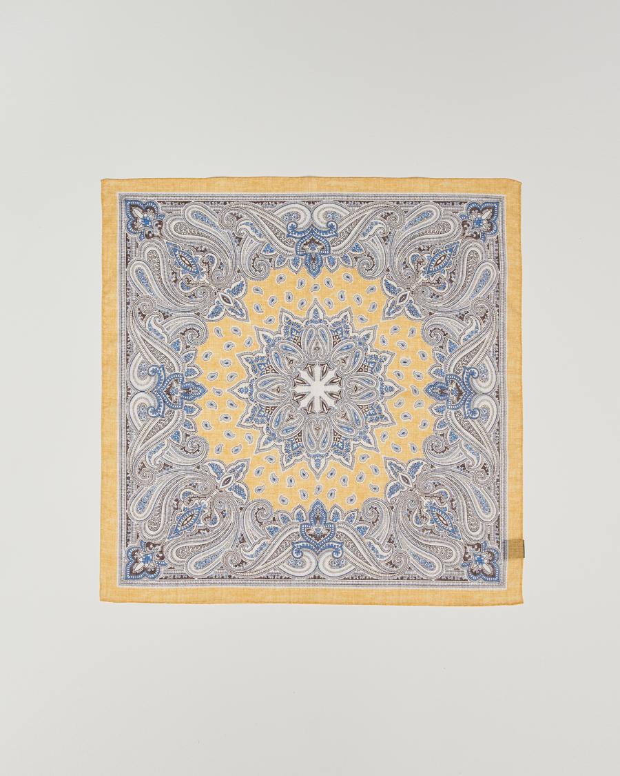 Herren | Amanda Christensen Cotton Voilé Printed Paisley Bandana Yellow | Amanda Christensen | Cotton Voilé Printed Paisley Bandana Yellow