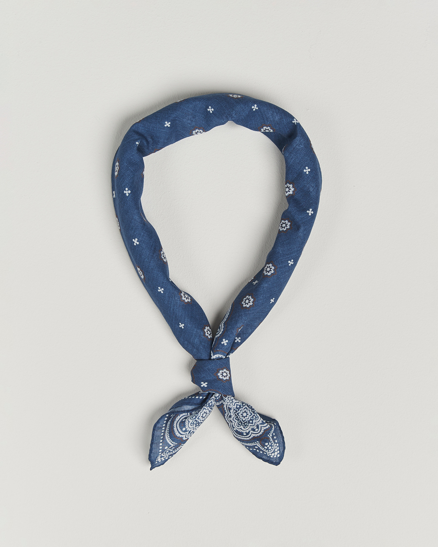 Herren | Amanda Christensen Cotton Voilé Printed Medallion Bandana Navy | Amanda Christensen | Cotton Voilé Printed Medallion Bandana Navy