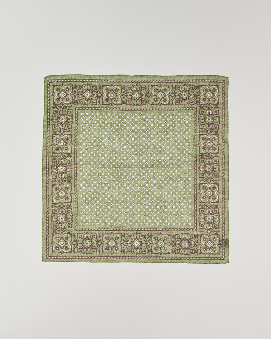 Herren | Amanda Christensen Cotton Voilé Printed Flower Bandana Green | Amanda Christensen | Cotton Voilé Printed Flower Bandana Green