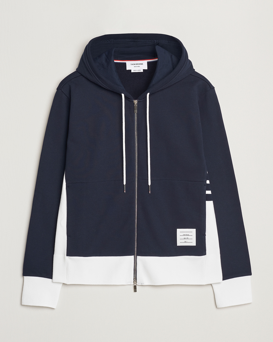 Herren | Pullover | Thom Browne | Color Block Zip Hoodie Navy