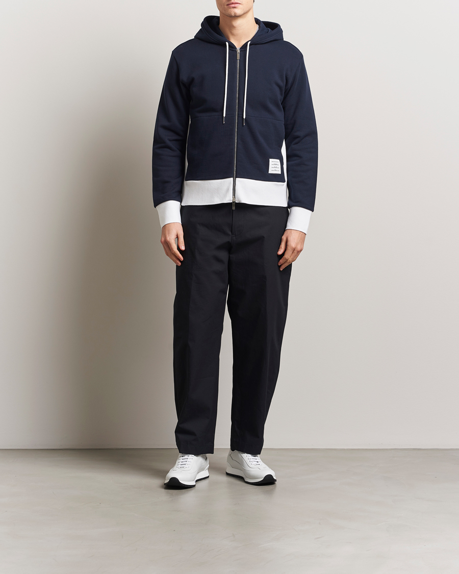 Herren | Pullover | Thom Browne | Color Block Zip Hoodie Navy