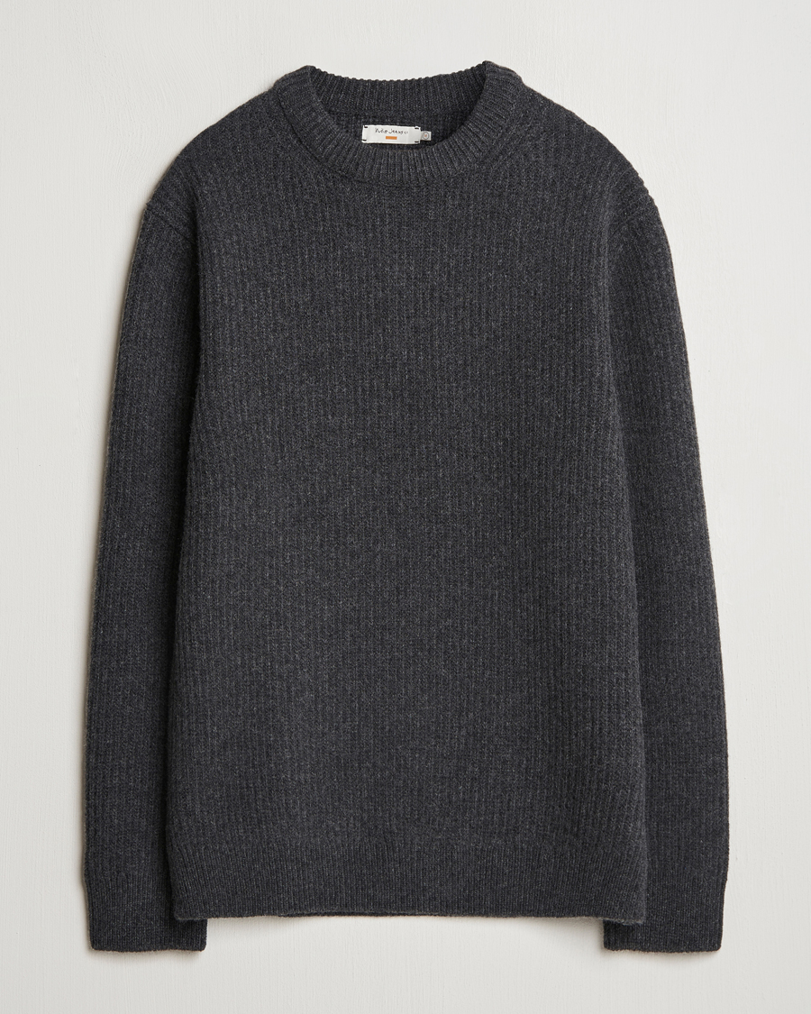 Herren | Pullover | Nudie Jeans | August Wool Rib Knitted Sweater Antracite Melange