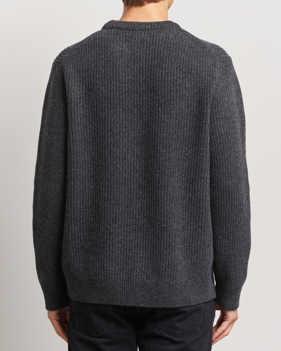 Herren | Pullover | Nudie Jeans | August Wool Rib Knitted Sweater Antracite Melange