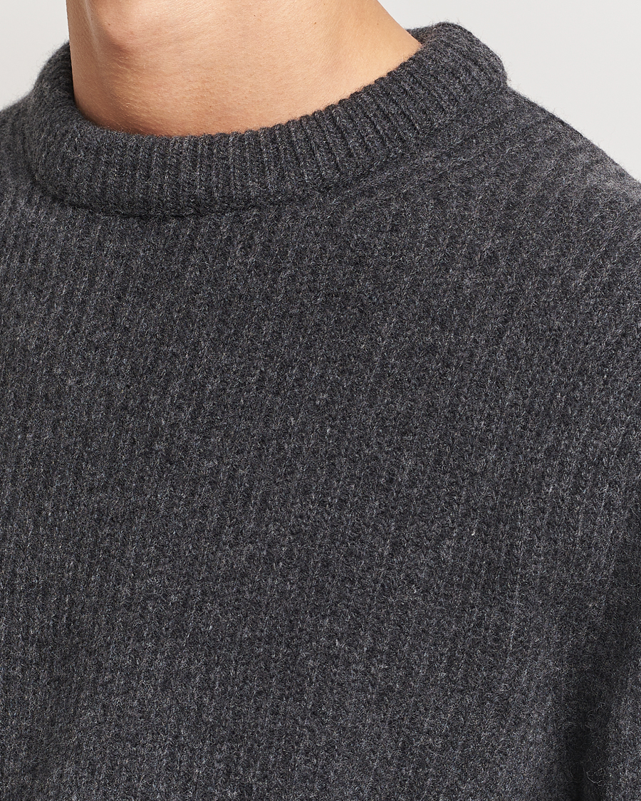 Herren | Pullover | Nudie Jeans | August Wool Rib Knitted Sweater Antracite Melange