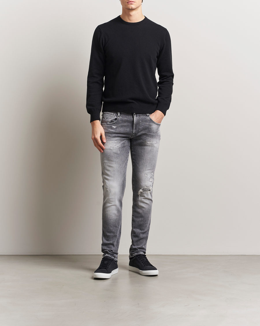 Herren | Jeans | Replay | Anbass Powerstretch Distressed Jeans Washed Grey