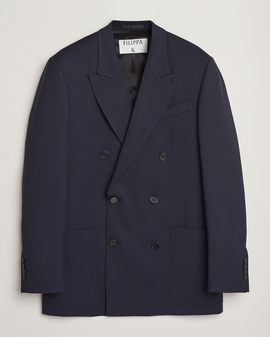 Herren | Sakkos | Filippa K | Patch Pocket Double Breasted Blazer Navy