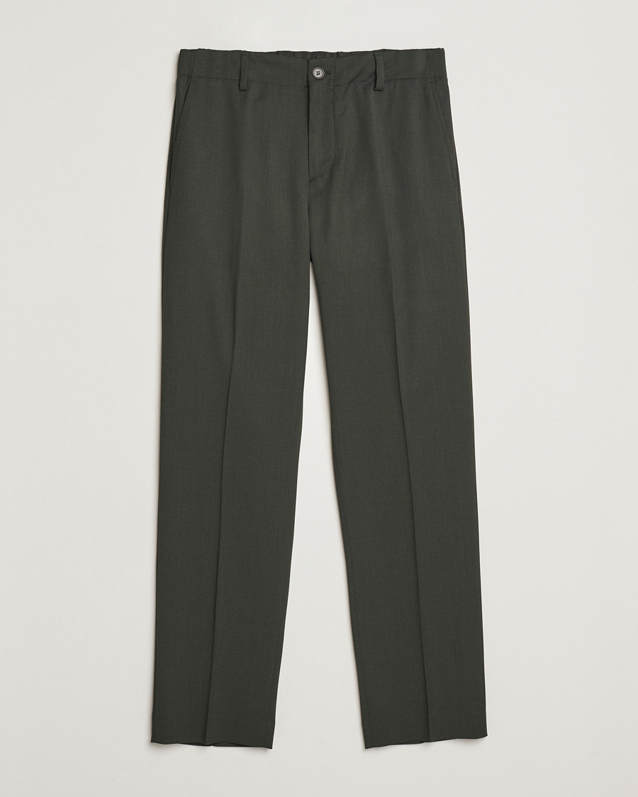 Herren | Hosen | Filippa K | Tailored Twill Drawstring Trousers Green Melange