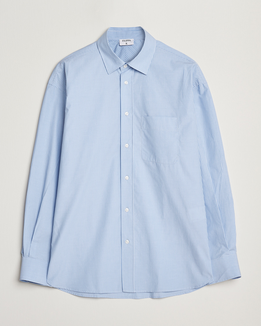Herren | Hemden | Filippa K | Striped Cotton Poplin Shirt Light Blue/White