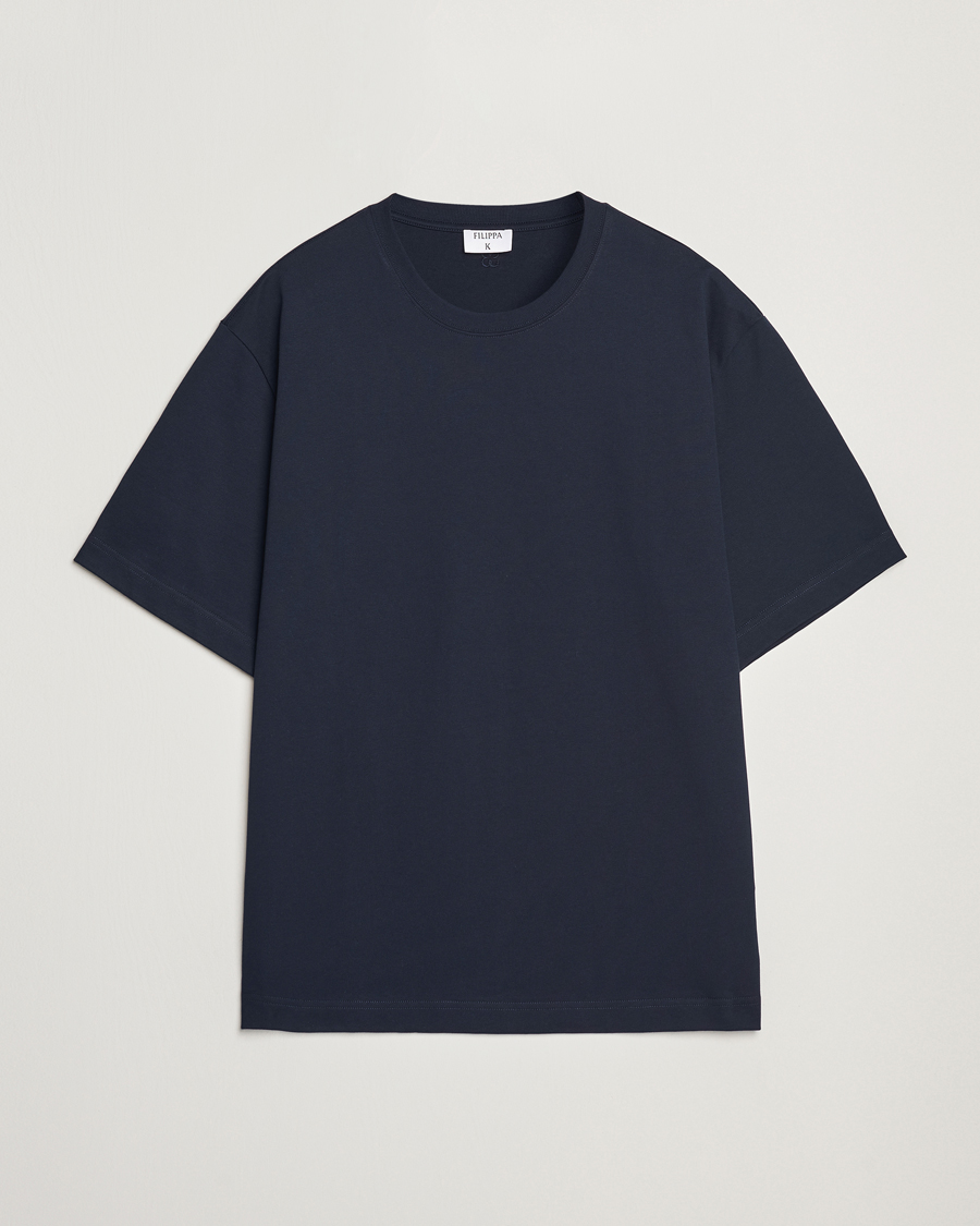 Herren | T-Shirts | Filippa K | Heavy Cotton Crew Neck T-Shirt Navy