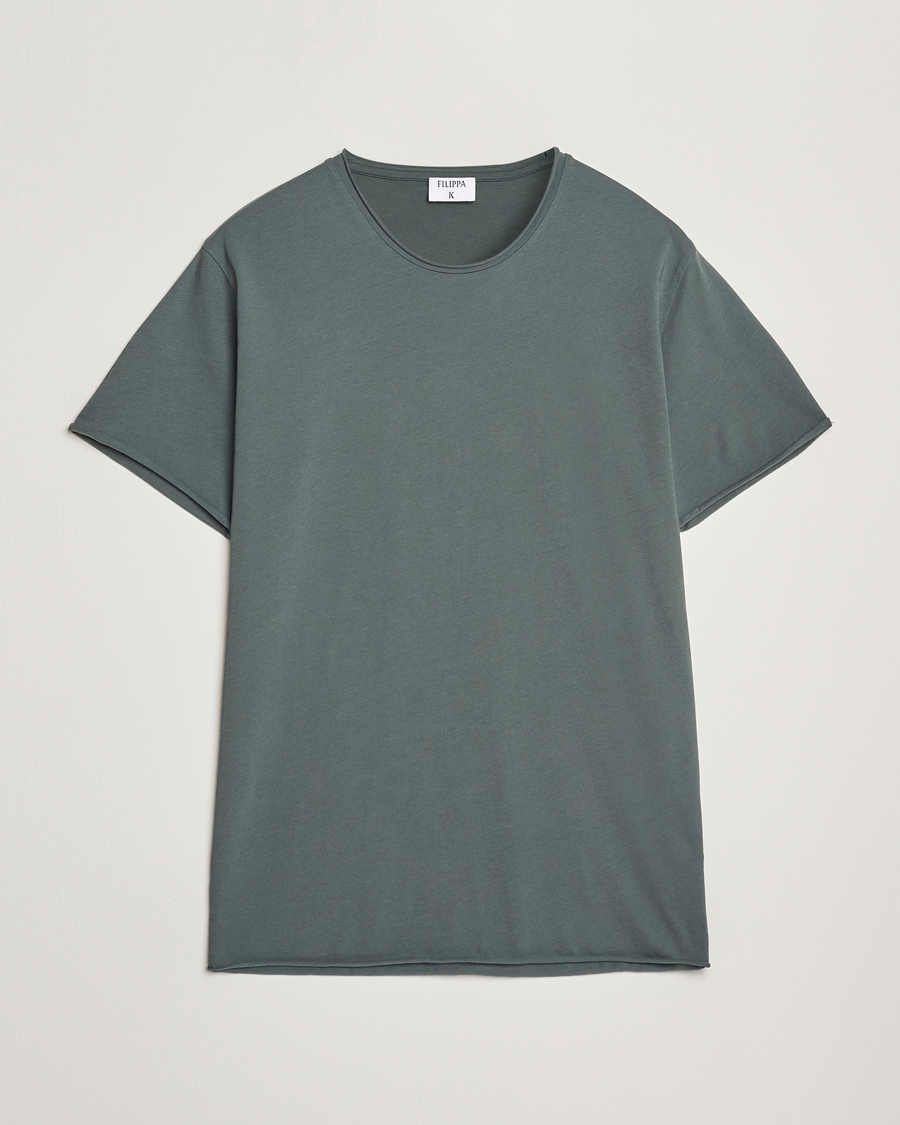 Herren | T-Shirts | Filippa K | Roll Neck Crew Neck T-Shirt Green Grey