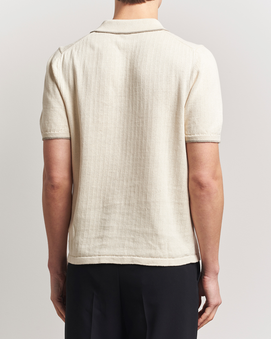 Herren | Poloshirts | Filippa K | Linen Cotton Knitted Polo Cream White