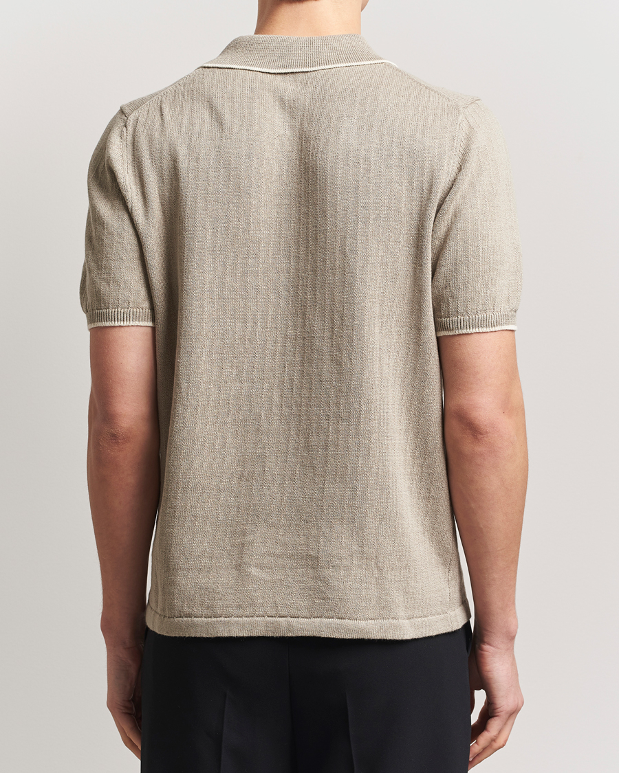 Herren | Poloshirts | Filippa K | Linen Cotton Knitted Polo Moss Grey