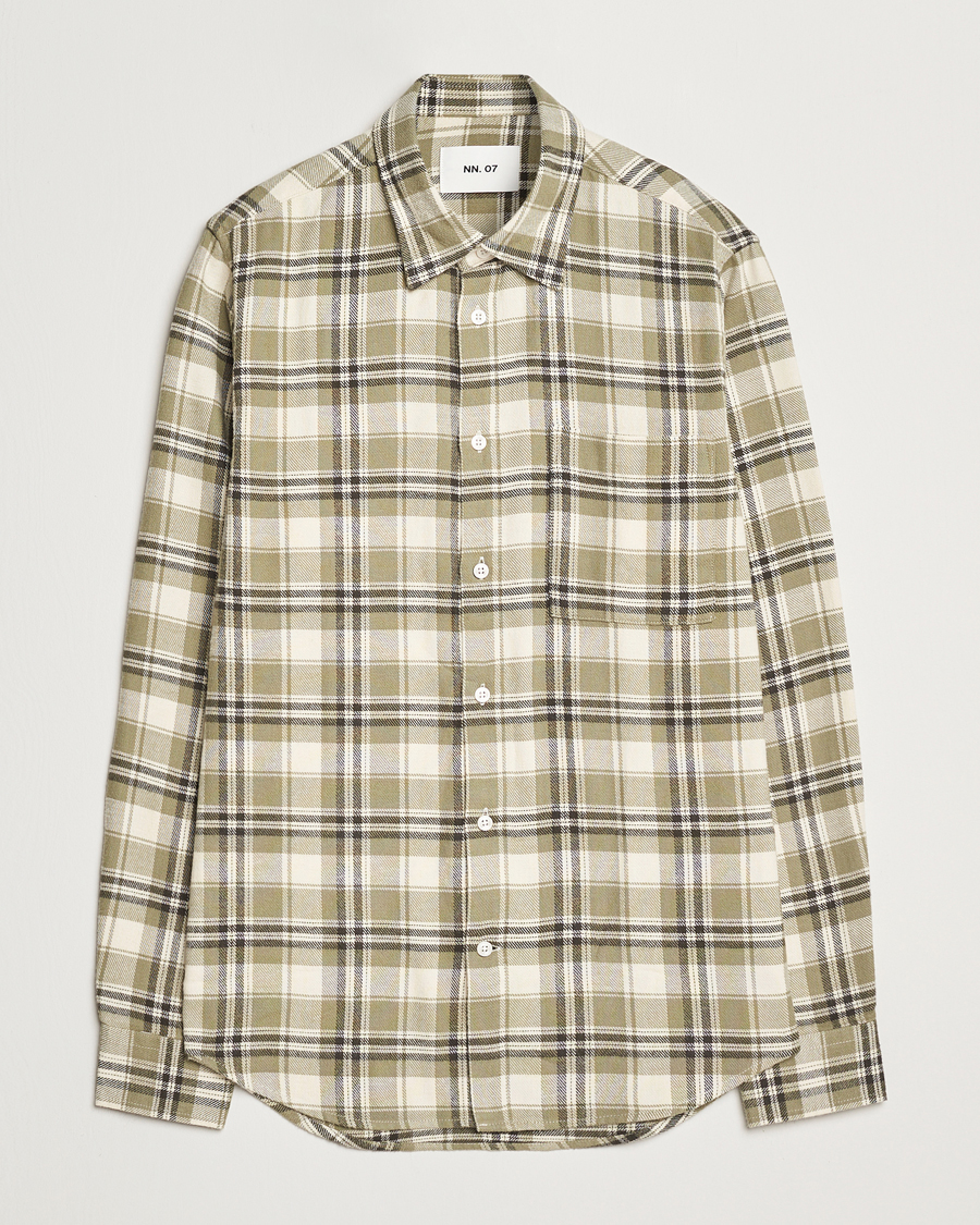 Herren | Hemden | NN07 | Arne Brushed Cotton Checked Shirt Green/Beige
