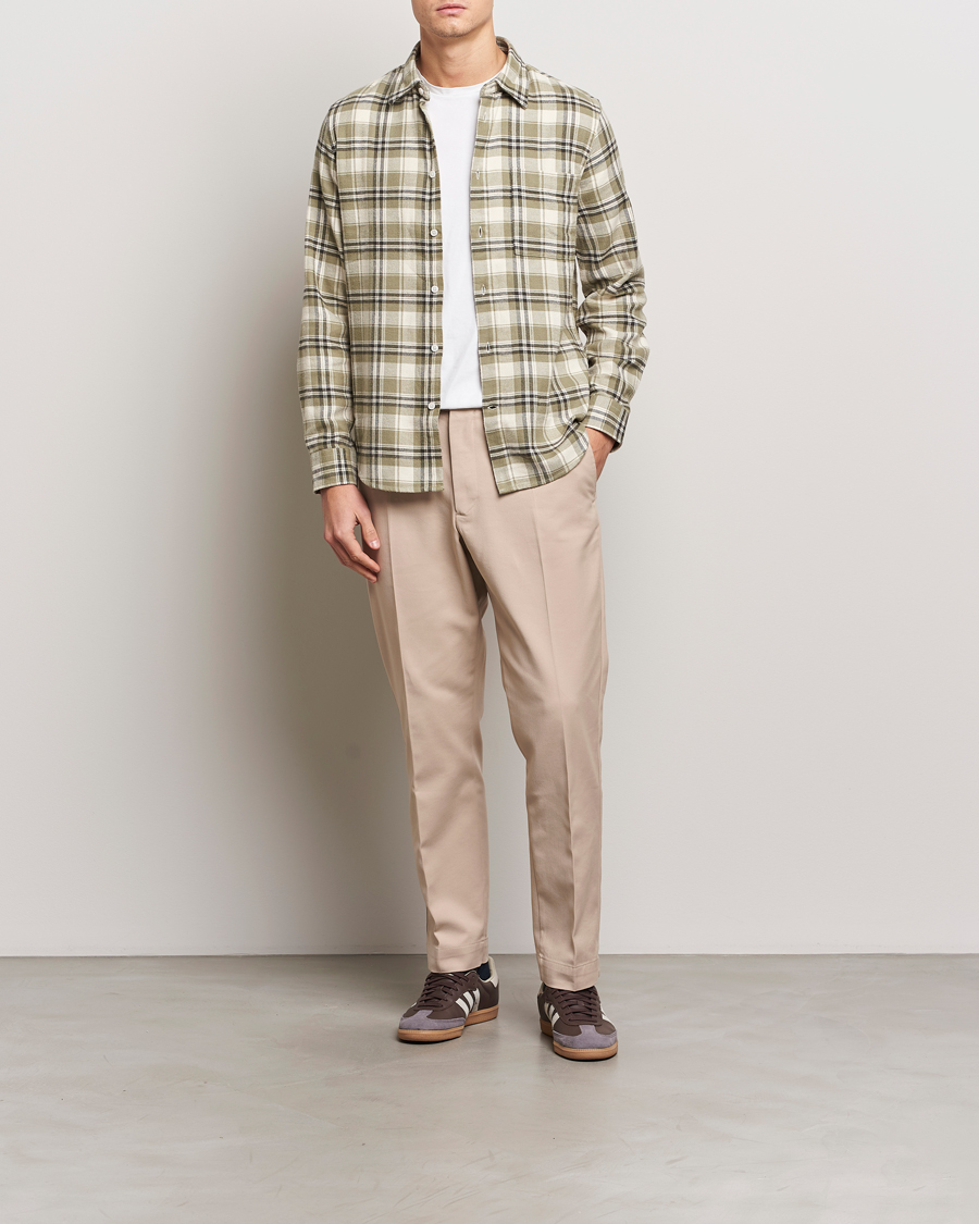 Herren | Hemden | NN07 | Arne Brushed Cotton Checked Shirt Green/Beige