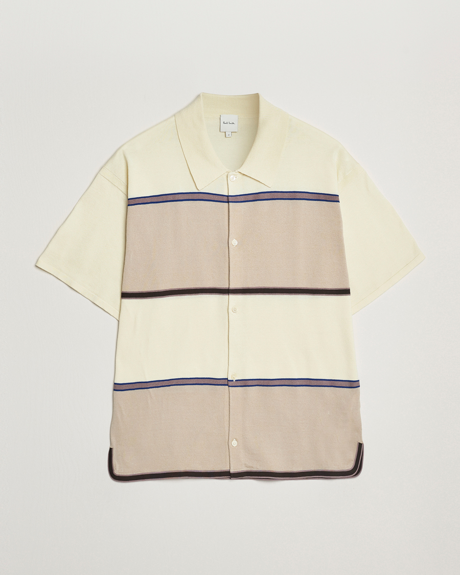 Herren | Hemden | Paul Smith | Cotton Striped Knitted Short Sleeve Shirt White
