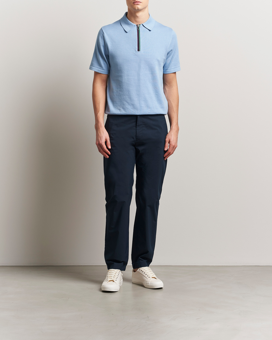 Herren | Poloshirts | PS Paul Smith | Cotton Knitted Half Zip Polo Light Blue