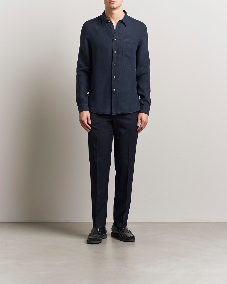 Herren | Hemden | PS Paul Smith | Tailored Fit Linen Shirt Navy