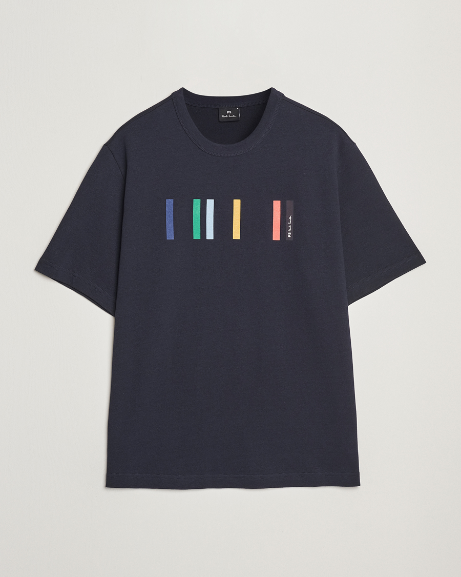 Herren | T-Shirts | PS Paul Smith | Stripe Printed T-Shirt Navy