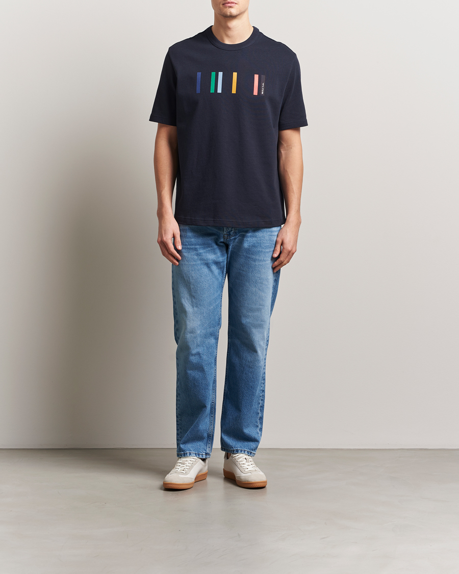 Herren | T-Shirts | PS Paul Smith | Stripe Printed T-Shirt Navy