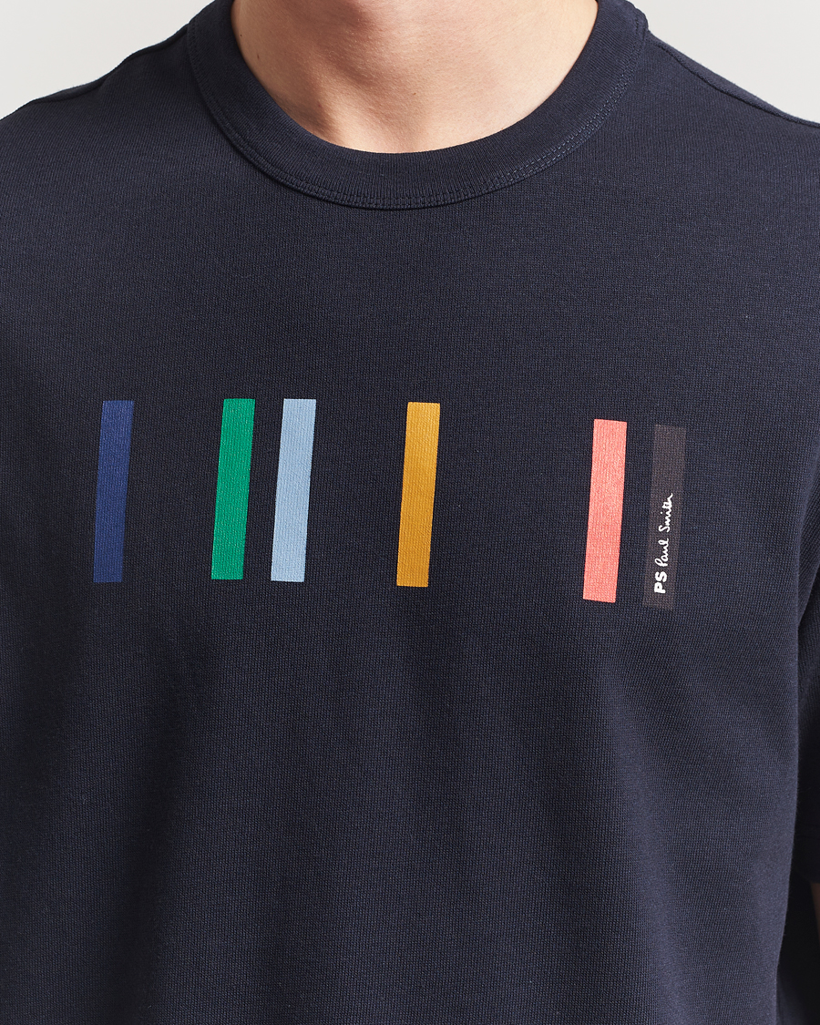 Herren | T-Shirts | PS Paul Smith | Stripe Printed T-Shirt Navy