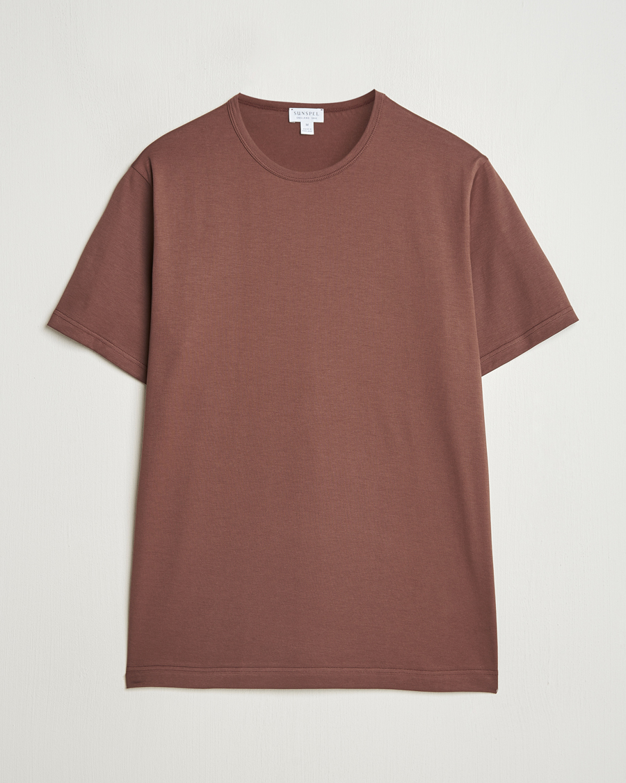 Herren | T-Shirts | Sunspel | Crew Neck Q82 Cotton T-Shirt Cocoa Brown