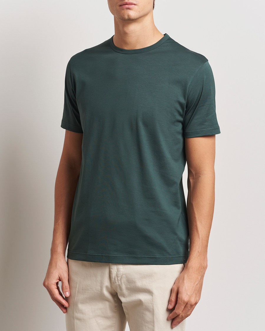 Herren | T-Shirts | Sunspel | Crew Neck Q82 Cotton T-Shirt Holly Green